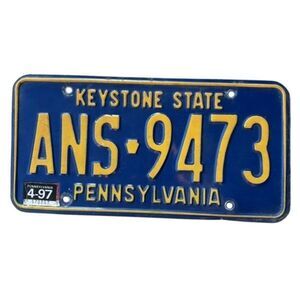 Vintage Pennsylvania License Plate ANS 9473